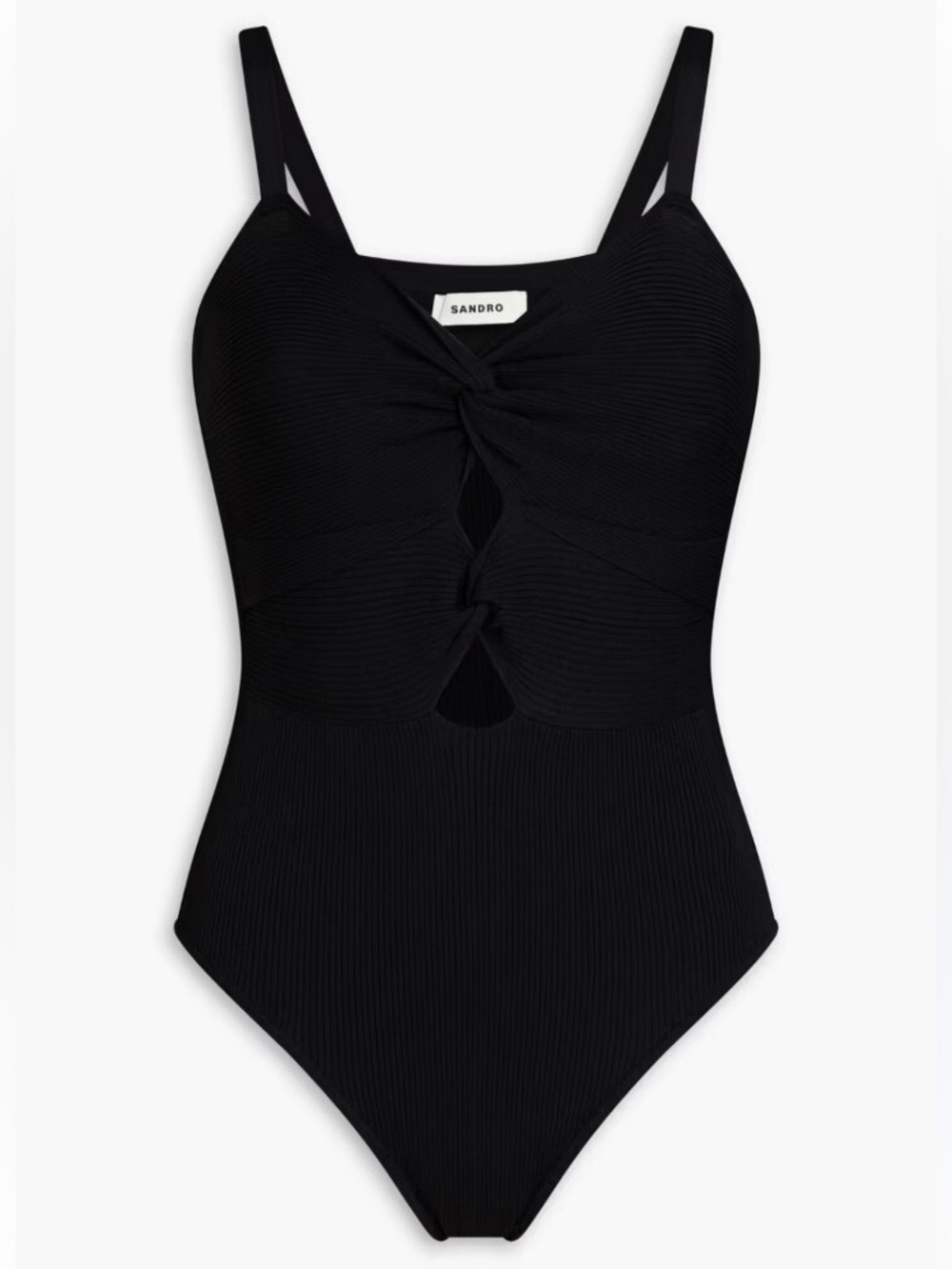 NWOT Sandro Black Cutout Ribbed Knit Bodysuit Size 0